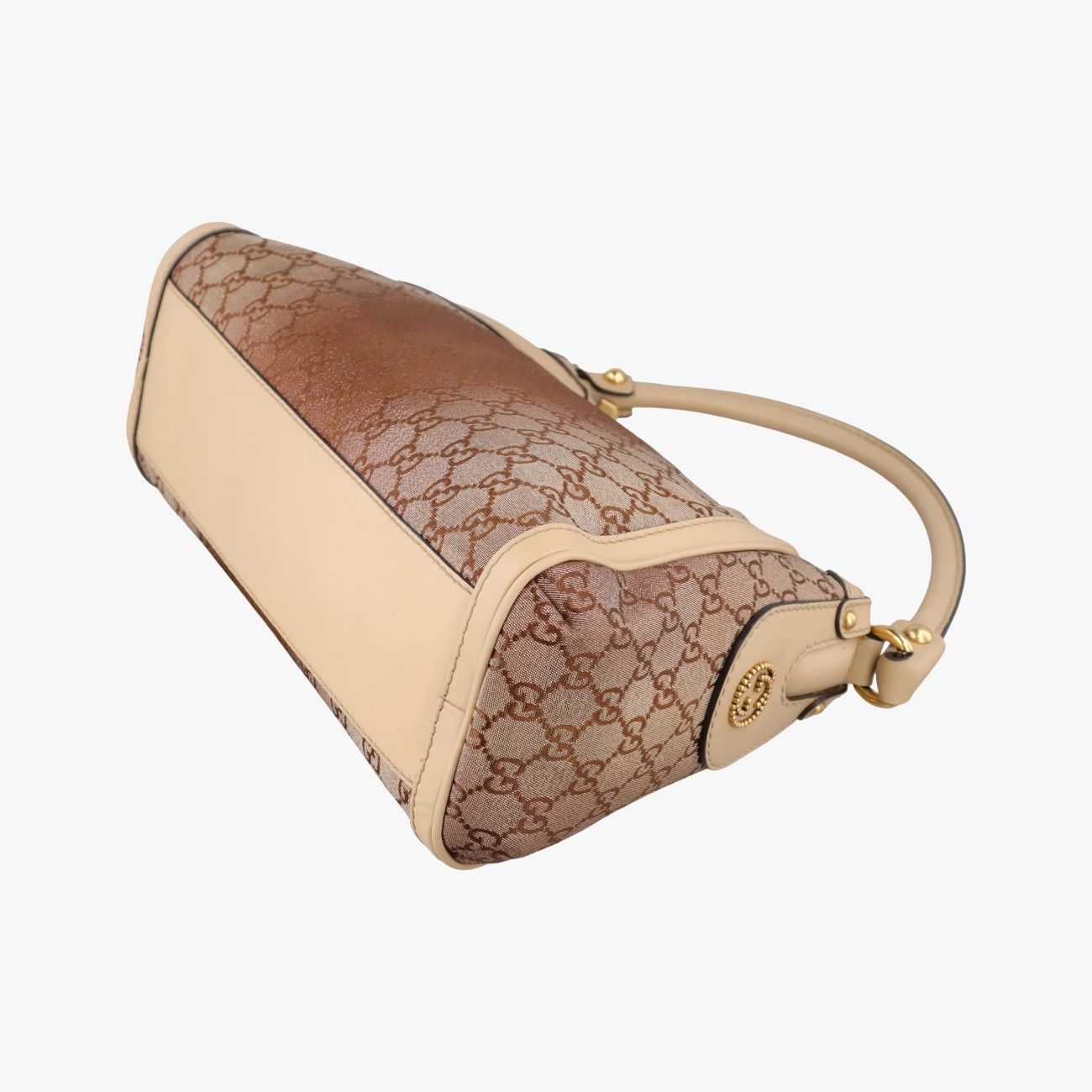 Gucci Guccissima Beige Brown Canvas Leather Handbag — view 6