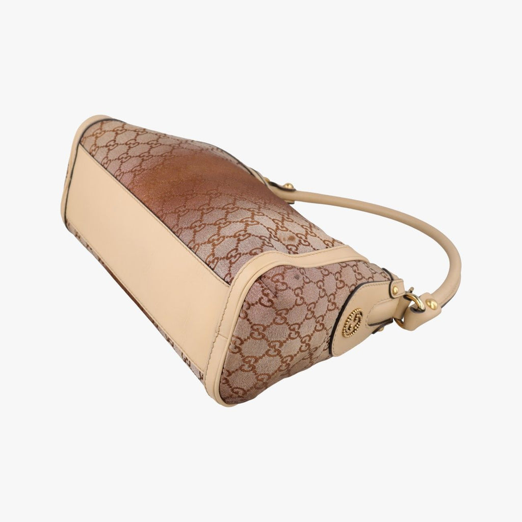 Gucci Guccissima Beige Brown Canvas Leather Handbag — view 4
