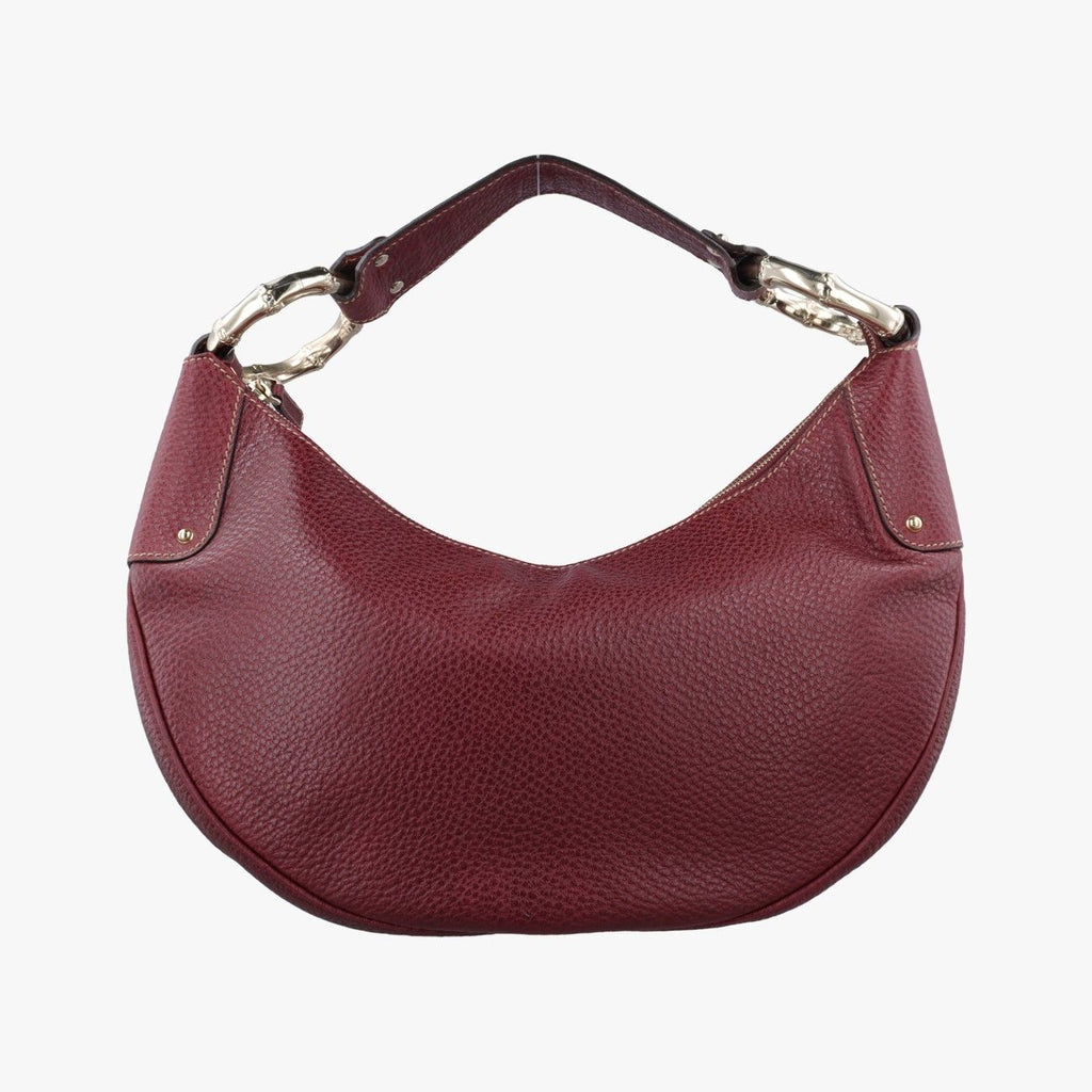 Gucci Bamboo Ring Hobo Bordeaux Leather