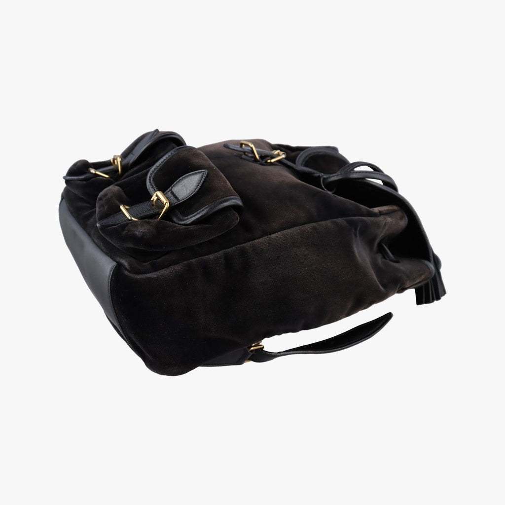 Saint Laurent Festival Fringe Backpack Black Velour — view 4