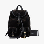 Saint Laurent Festival Fringe Backpack Black Velour