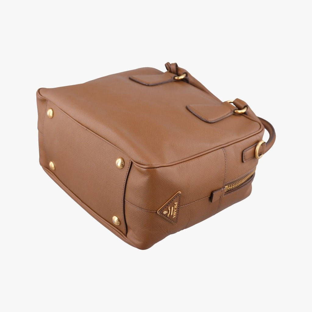 Prada Convertible Top Handle Brown Saffiano Leather — view 4