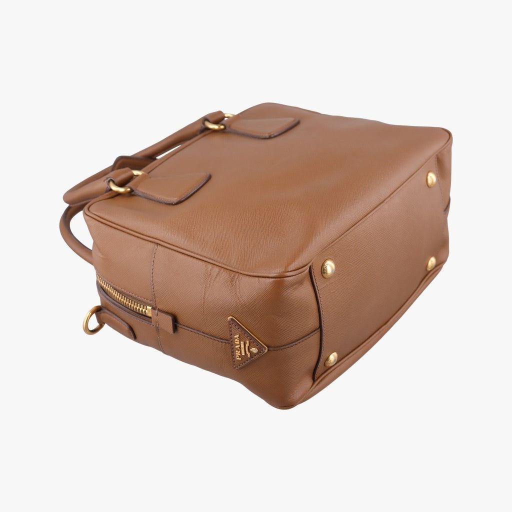 Prada Convertible Top Handle Brown Saffiano Leather — view 7