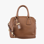 Prada Convertible Top Handle Brown Saffiano Leather