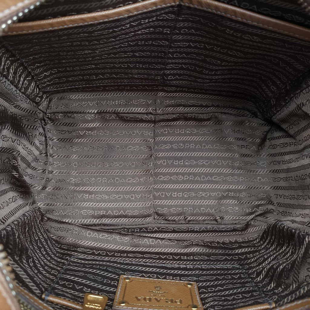 Prada Convertible Top Handle Brown Saffiano Leather — view 9