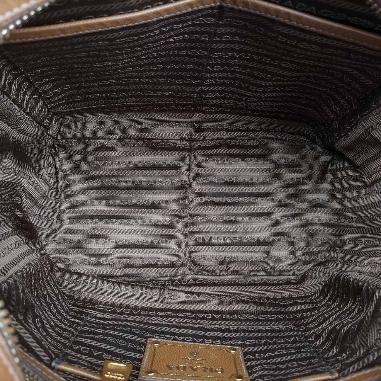 Prada Convertible Top Handle Brown Saffiano Leather — view 9