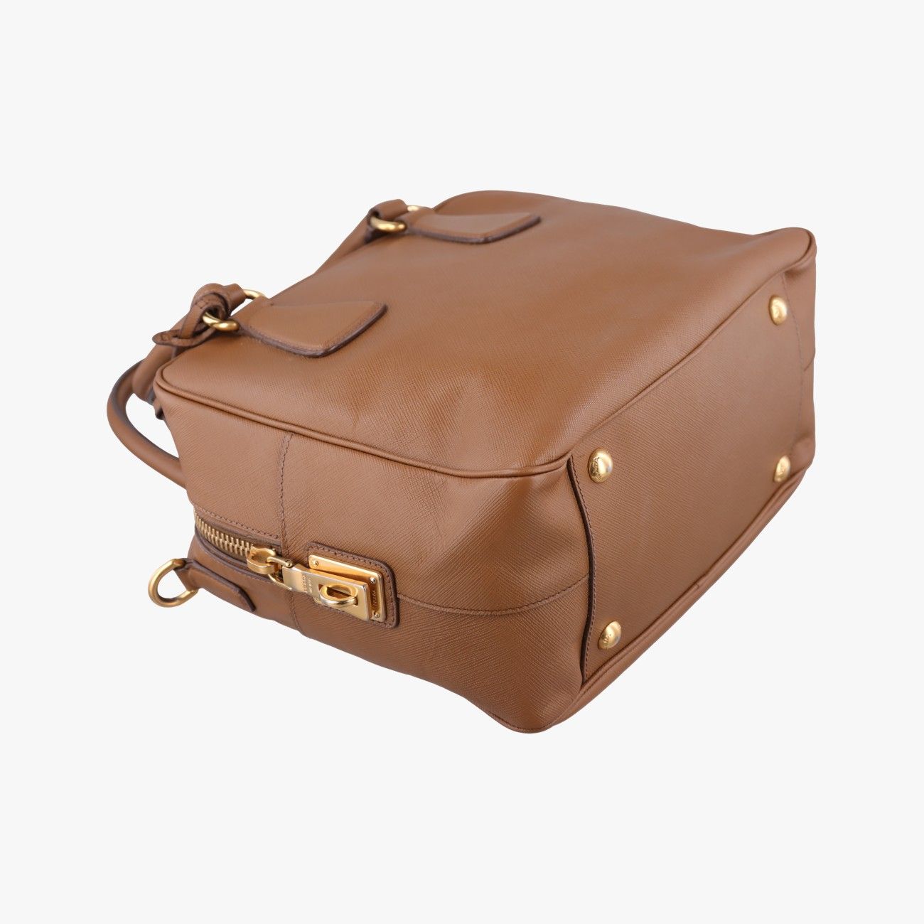Prada Convertible Top Handle Brown Saffiano Leather — view 5