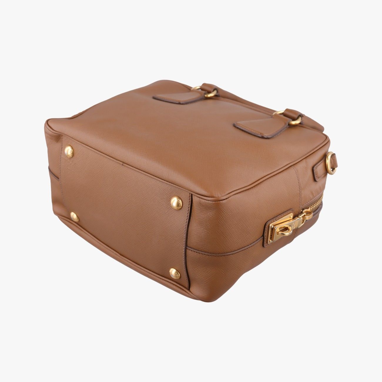 Prada Convertible Top Handle Brown Saffiano Leather — view 6
