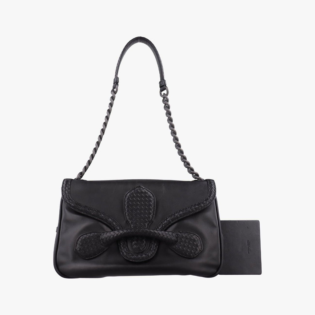 Bottega Veneta Intrecciato Black Lambskin Shoulder