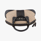 Gucci Horsebit Diamante Beige Dark Brown Canvas Leather Handbag — view 8