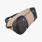 Gucci Horsebit Diamante Beige Dark Brown Canvas Leather Handbag — view 7