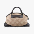 Gucci Horsebit Diamante Beige Dark Brown Canvas Leather Handbag — view 2