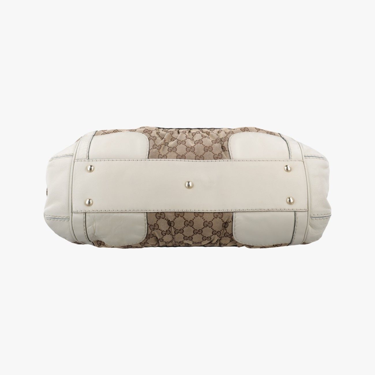 Gucci Dylux Queen Large White Brown Leather Canvas Handbag — view 3