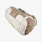 Gucci Dylux Queen Large White Brown Leather Canvas Handbag — view 4