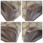 Gucci Vintage Sherry Line Brown Beige GG Supremecanvas Leather Clutch Secondbag — view 3