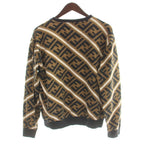 Fendi FF Pattern Zucca Sweatshirt L Brown Black Crew Neck Long Sleeve AP — view 2