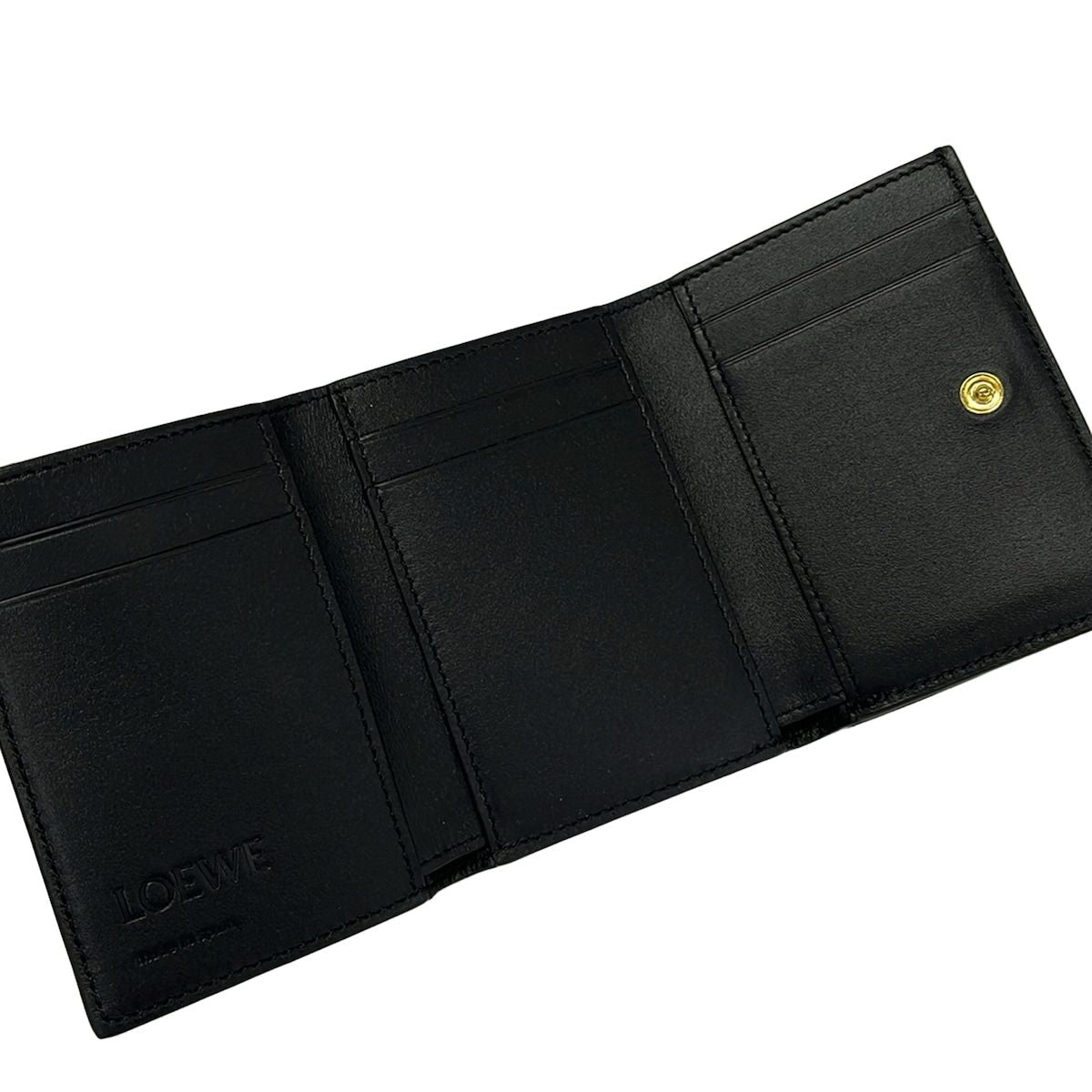 Loewe Anagram Wallet Black Gold Leather — view 3