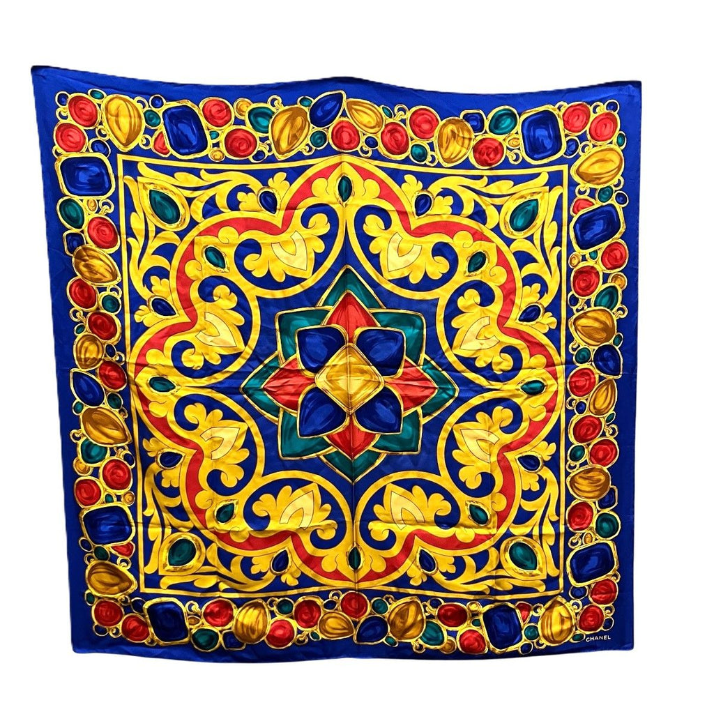 Chanel Scarf Silk Scarves Blue