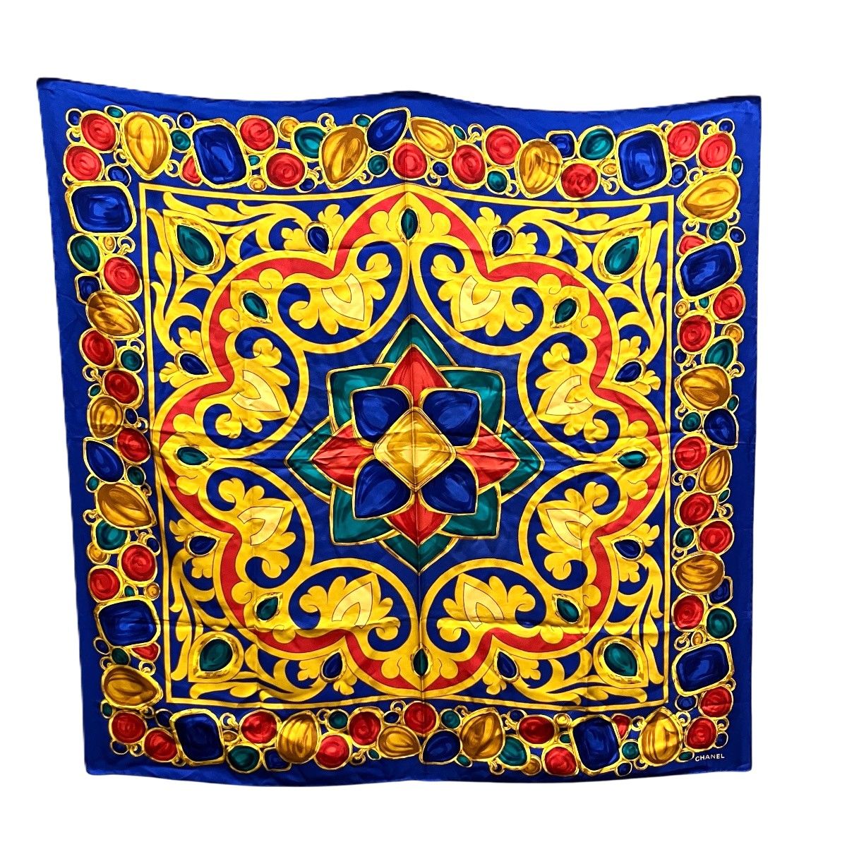 Chanel Scarf Silk Scarves Blue