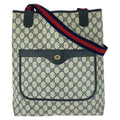 Gucci Vintage Sherry Line Navy Red GG Supremecanvas Tote