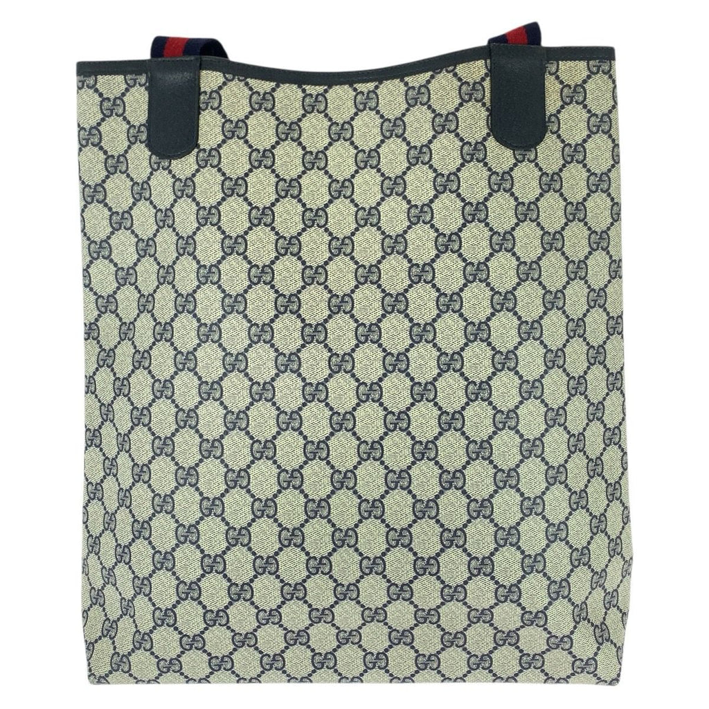 Gucci Vintage Sherry Line Navy Red GG Supremecanvas Tote — view 2