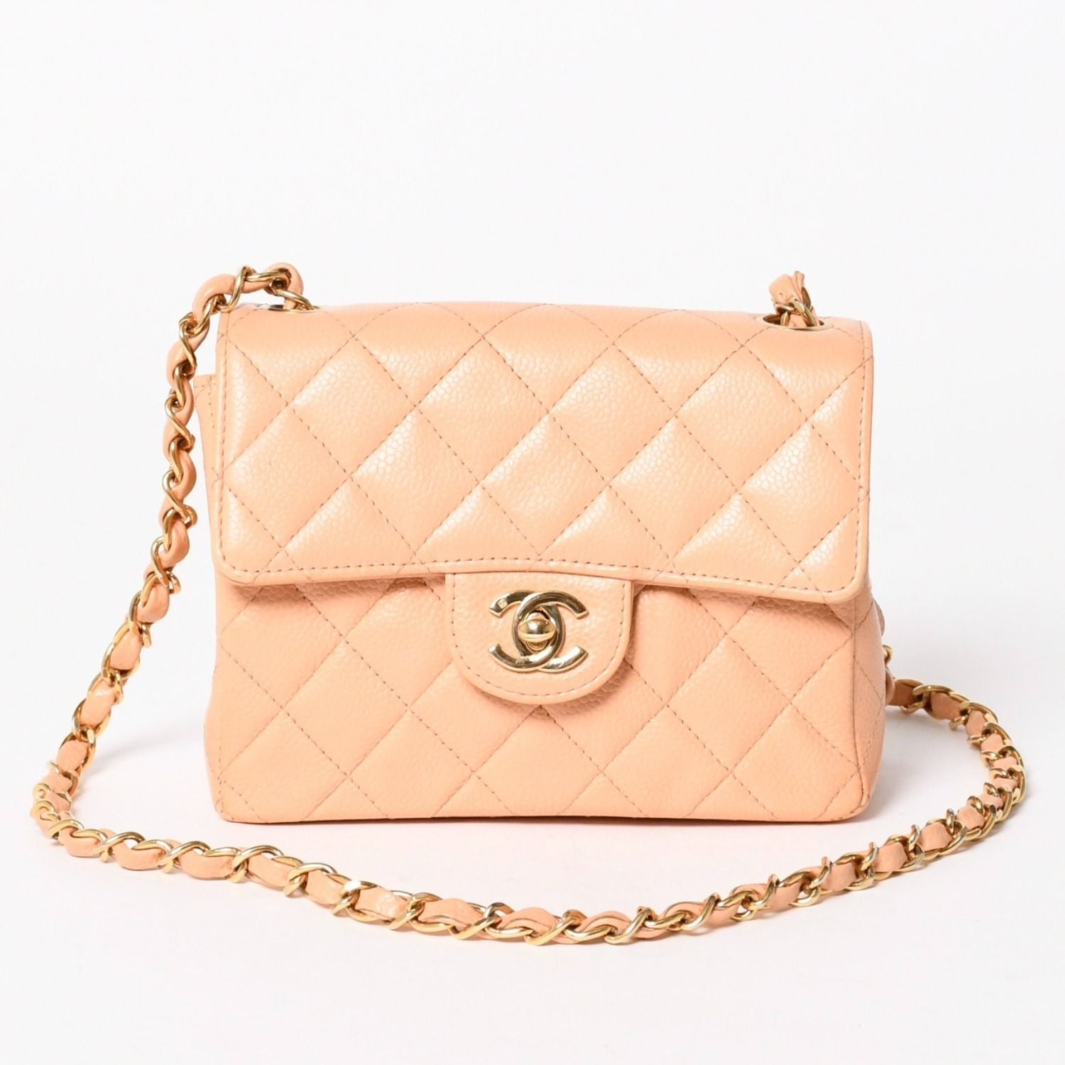 Chanel Mini Quilted 17 S Flap S Chain Shoulder Bag CC Logo Caviar Leather