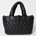 Chanel Coco Cocoon Small Tote Handbag CC Logo Black Silver — view 2
