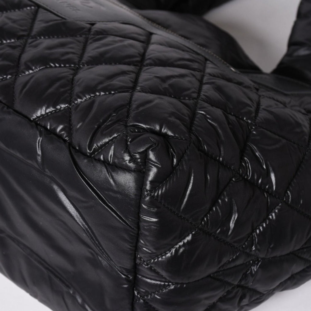 Chanel Coco Cocoon Small Tote Handbag CC Logo Black Silver — view 7