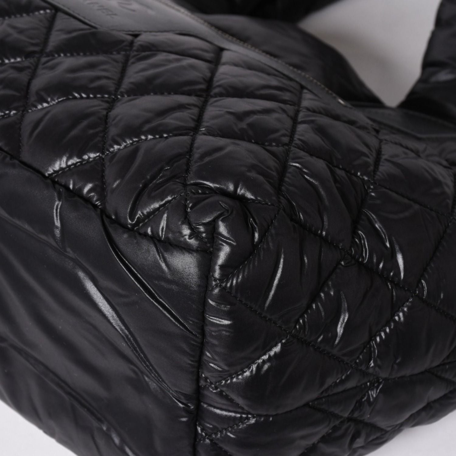 Chanel Coco Cocoon Small Tote Handbag CC Logo Black Silver — view 7