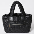 Chanel Coco Cocoon Small Tote Handbag CC Logo Black Silver