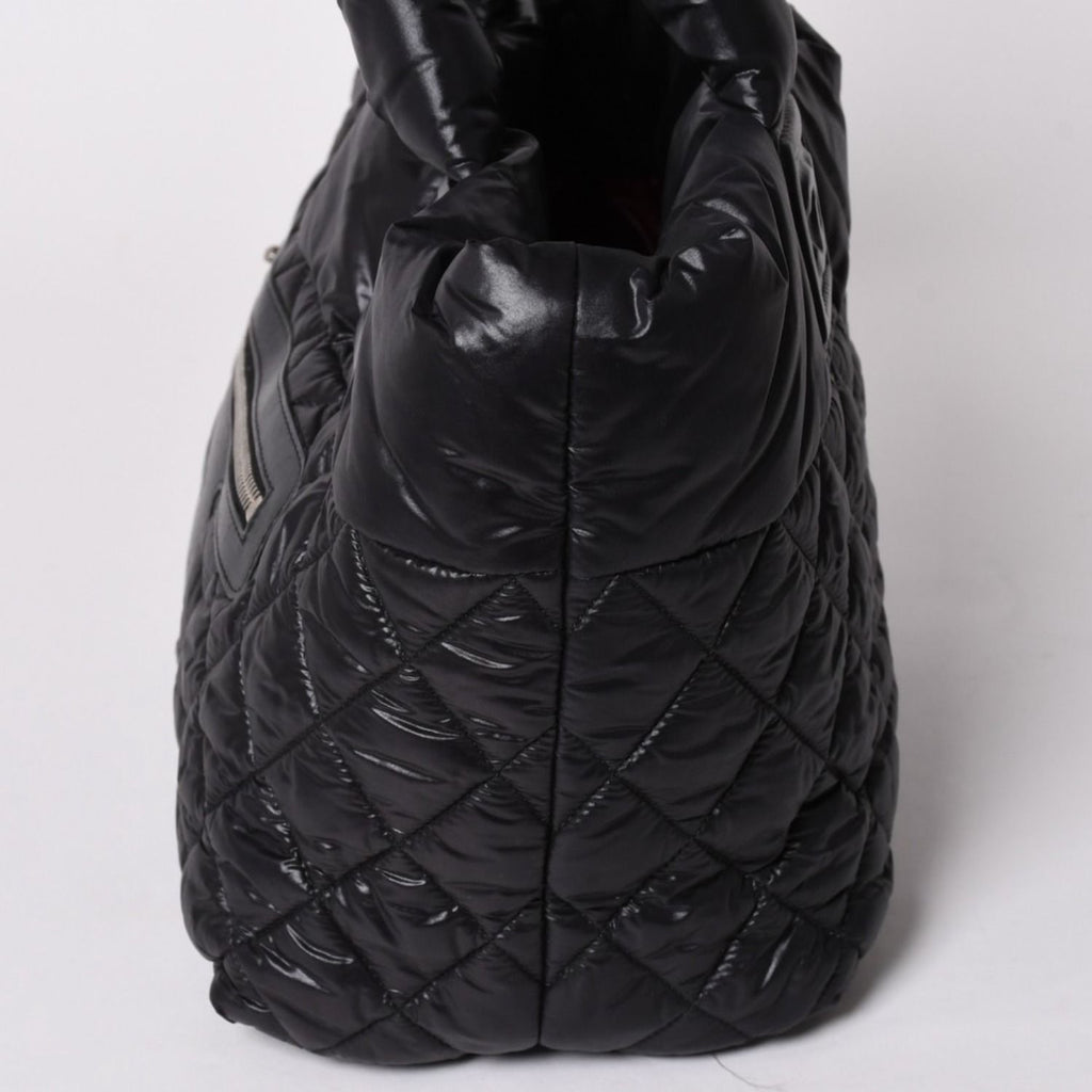 Chanel Coco Cocoon Small Tote Handbag CC Logo Black Silver — view 4