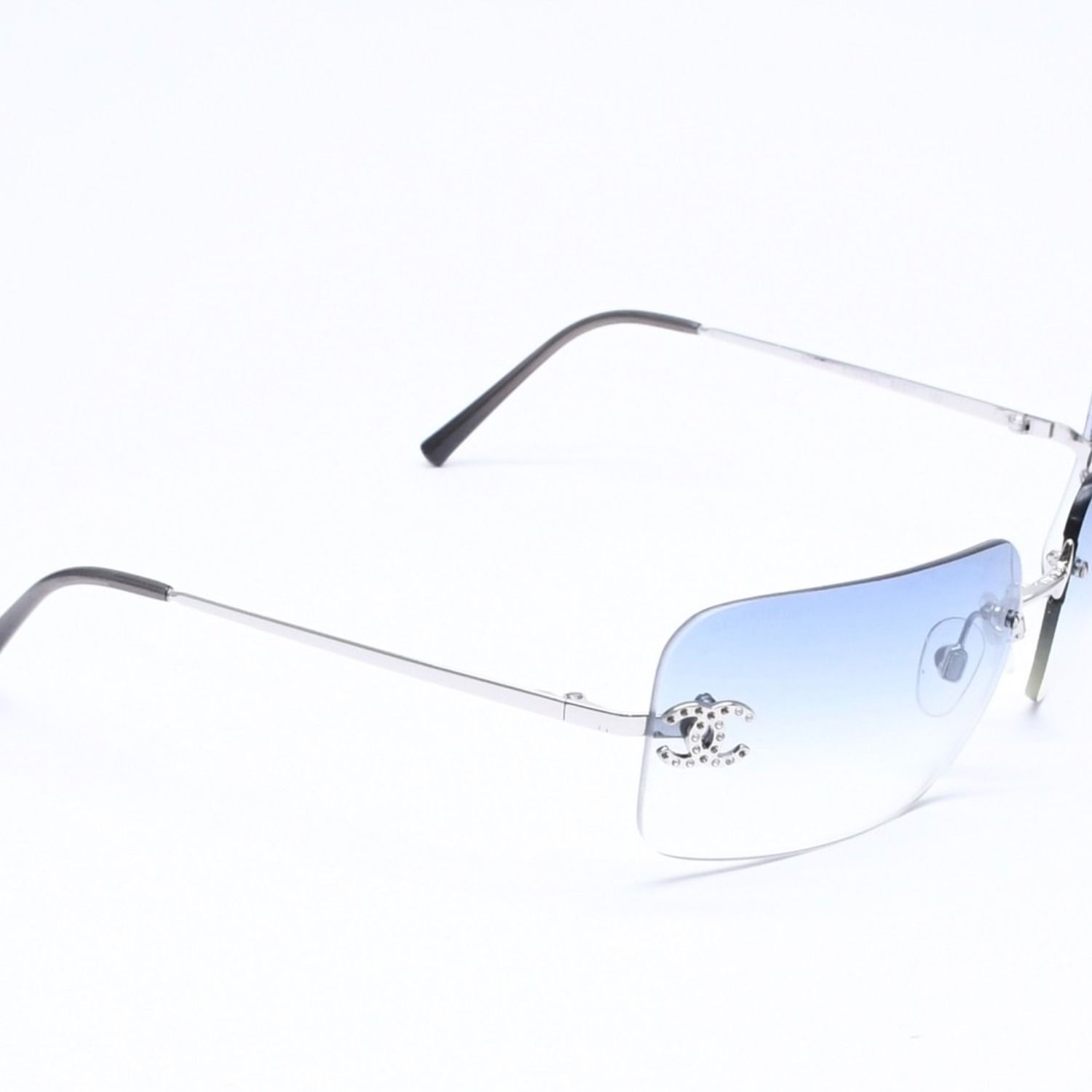 Chanel Rimless Sunglasses Rhinestone CC Logo Eyewear — view 3