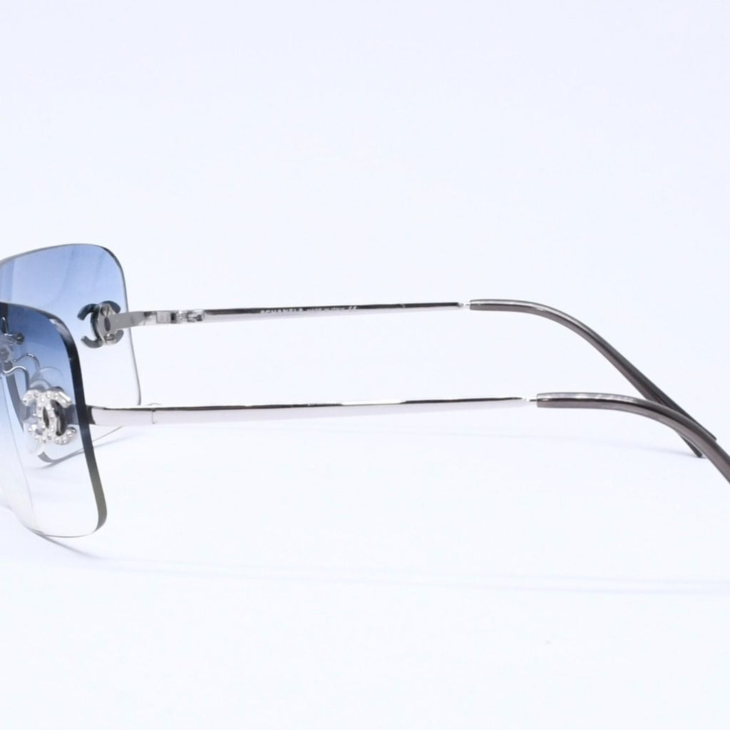 Chanel Rimless Sunglasses Rhinestone CC Logo Eyewear — view 5