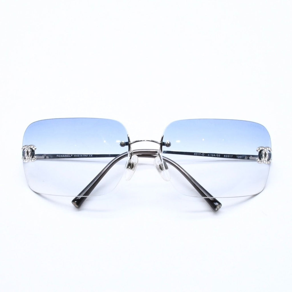 Chanel Rimless Sunglasses Rhinestone CC Logo Eyewear
