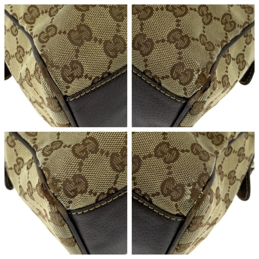 Gucci Beige Darkbrown Gold GG Canvas Leather Miniboston Handbag — view 3