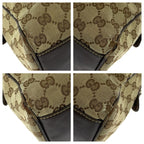Gucci Beige Darkbrown Gold GG Canvas Leather Miniboston Handbag — view 3