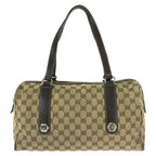 Gucci Beige Darkbrown Gold GG Canvas Leather Miniboston Handbag