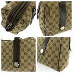 Gucci Beige Darkbrown Gold GG Canvas Leather Miniboston Handbag — view 5