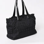 Chanel New Travel Line Tote Bag MM Black Nylon Jacquard CC Logo Gold — view 3