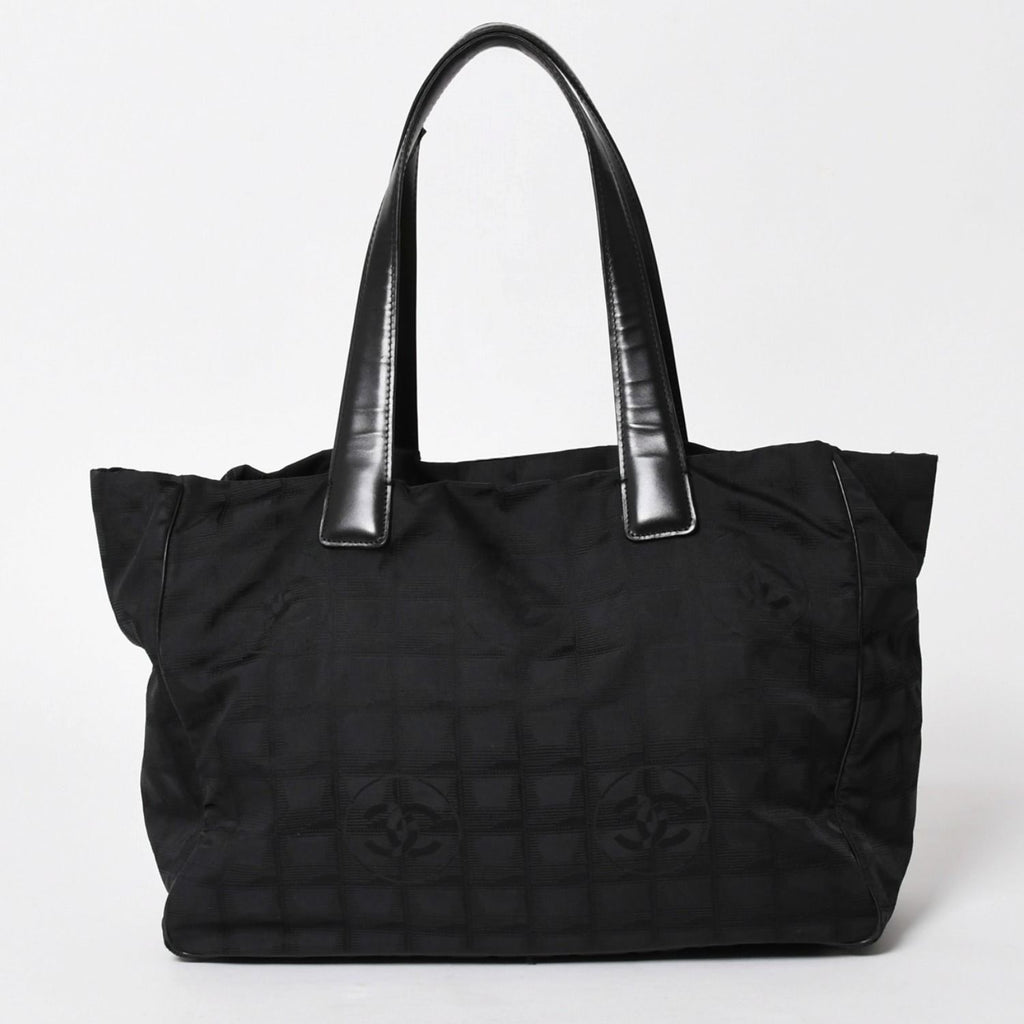 Chanel New Travel Line Tote Bag MM Black Nylon Jacquard CC Logo Gold — view 2