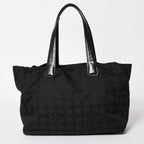 Chanel New Travel Line Tote Bag MM Black Nylon Jacquard CC Logo Gold — view 2