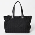 Chanel New Travel Line Tote Bag MM Black Nylon Jacquard CC Logo Gold
