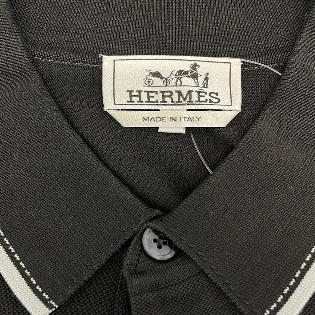 Hermes Short Sleeve Polo Shirt L Black Light Gray — view 3