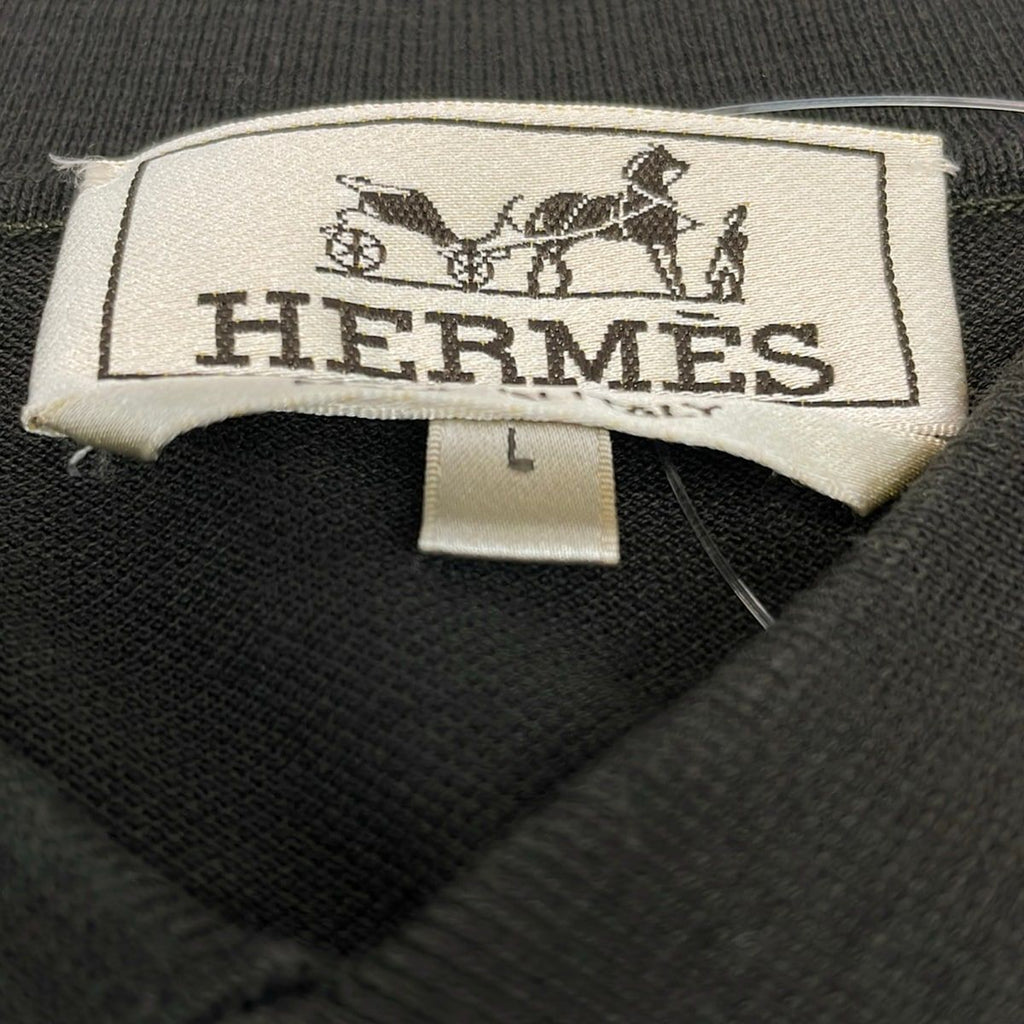 Hermes Short Sleeve Polo Shirt L Black Light Gray — view 6