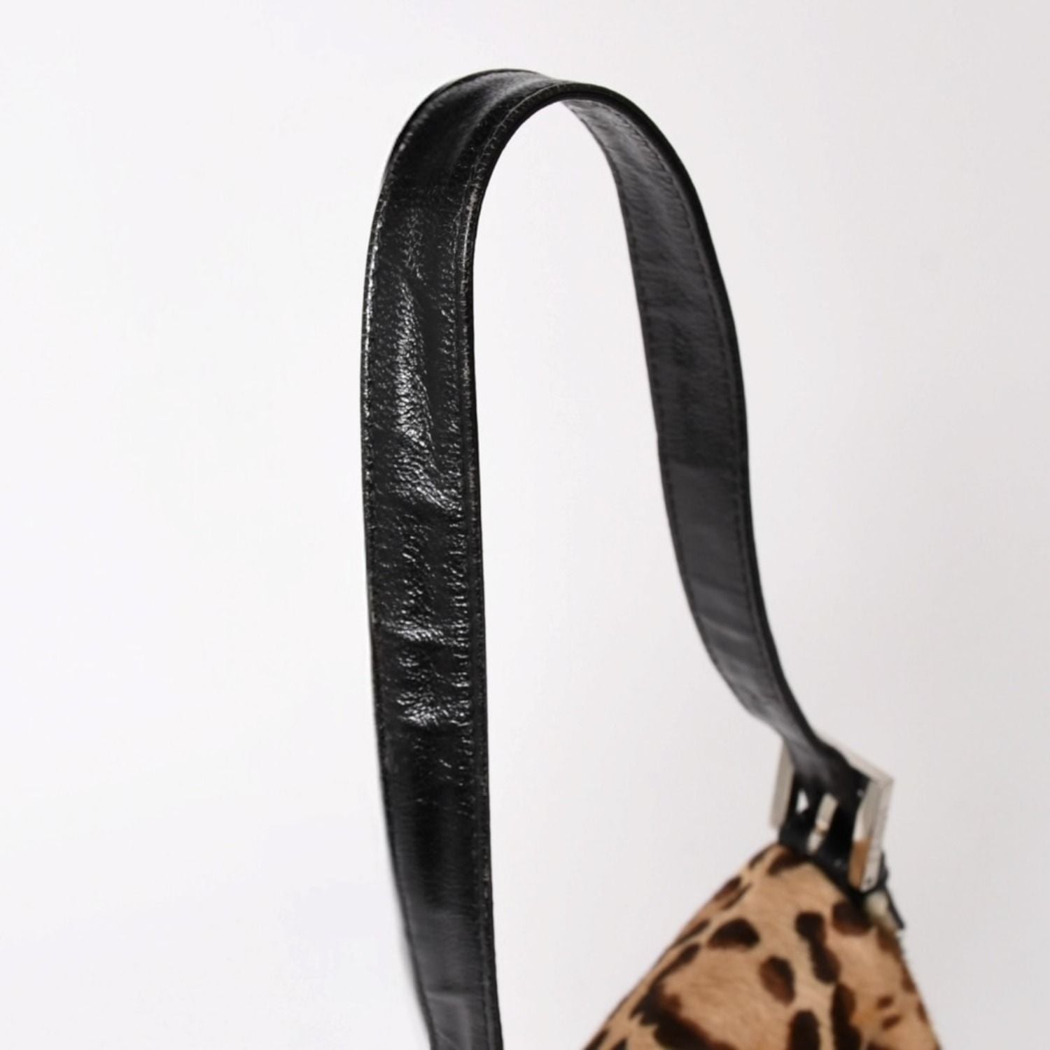 Fendi Mamma Baguette Bag Leopard Calf Hair Leather Brown Silver — view 4