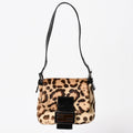 Fendi Mamma Baguette Bag Leopard Calf Hair Leather Brown Silver