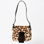 Fendi Mamma Baguette Bag Leopard Calf Hair Leather Brown Silver