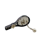 Chanel Tennis Racket Camellia CC Logo Pearl Quilted Charm Brooch