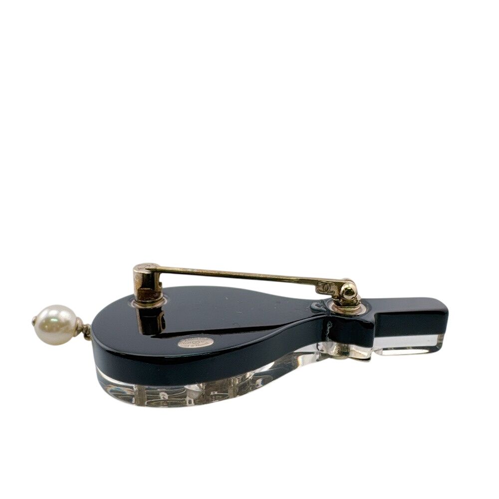 Chanel Tennis Racket Camellia CC Logo Pearl Quilted Charm Brooch — view 6