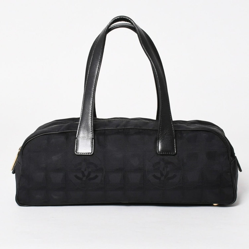 Chanel New Travel Line Mini Andbag Black CC Logo Nylon Jacquard Gold